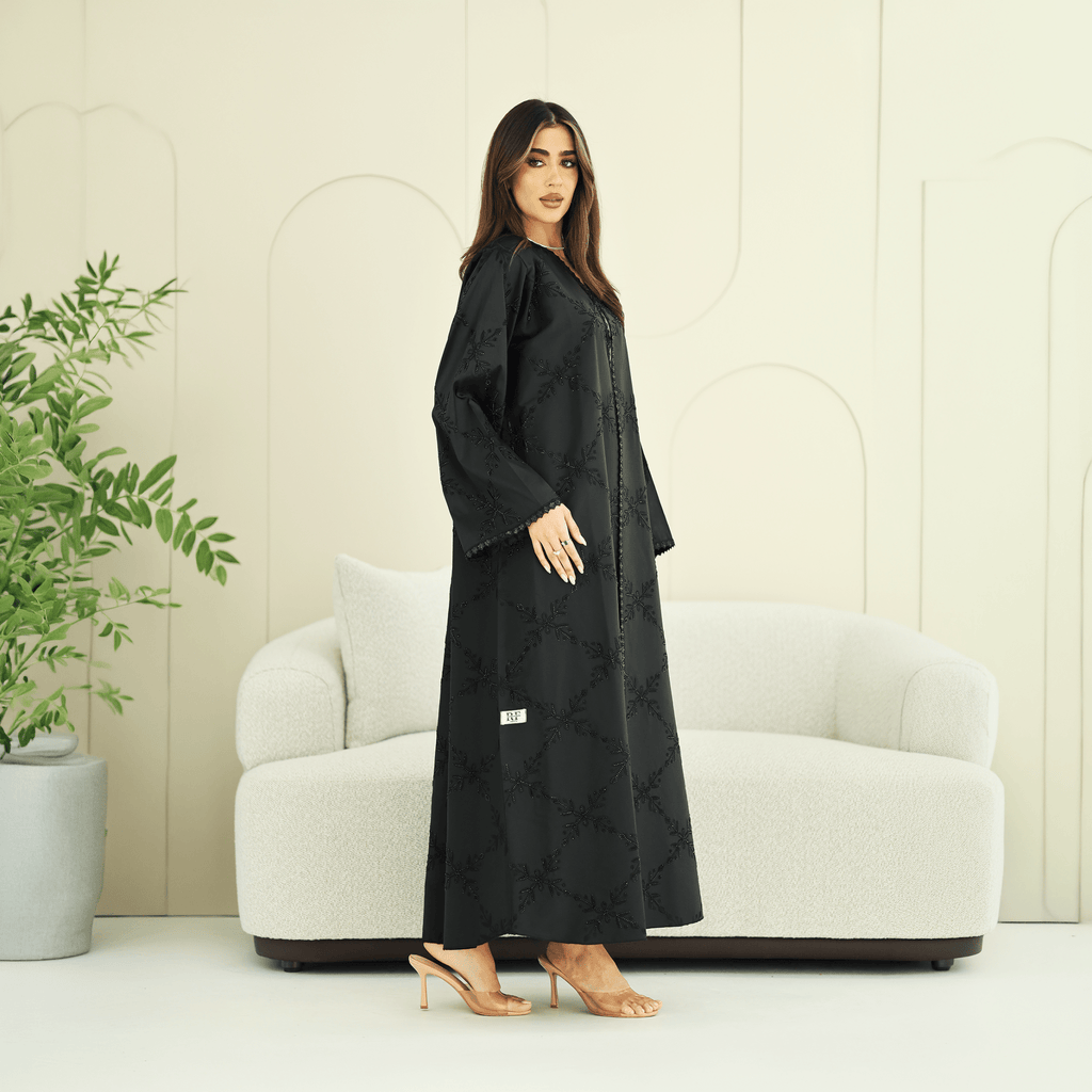 R277 | Luxury – Floral Embroidery Abaya Abaya for Women UAE – Abaya – Rutba Fashion Abaya