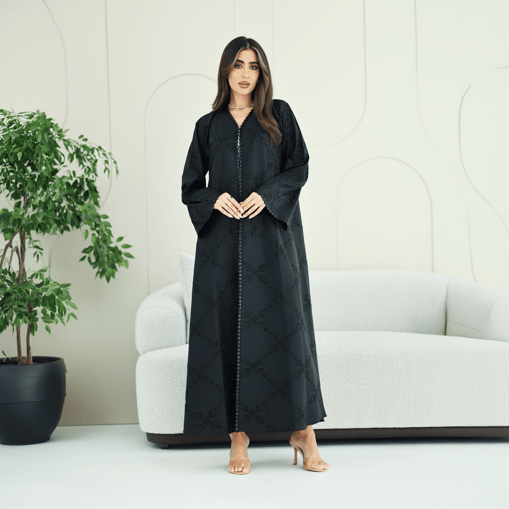 R277 | Luxury – Floral Embroidery Abaya Abaya for Women UAE – Abaya – Rutba Fashion Abaya