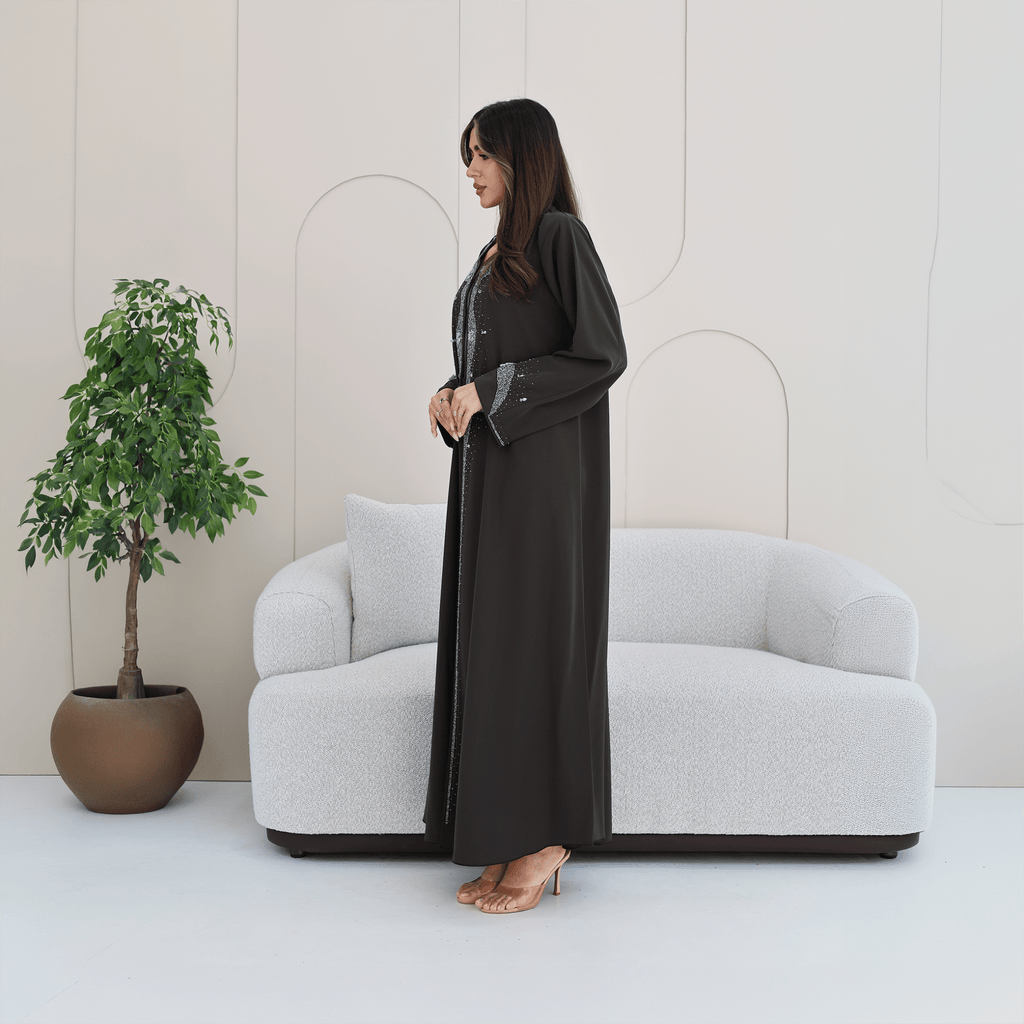 R278 Handmade Colorful Beads Work Abaya Abaya for Women UAE – Abaya – Rutba Fashion Abaya