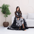 R279 | Luxury Abaya – Leaf Embroidery with Stone Work Abaya for Women UAE – Abaya – Rutba Fashion Abaya