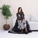 R279 | Luxury Abaya – Leaf Embroidery with Stone Work Abaya for Women UAE – Abaya – Rutba Fashion Abaya