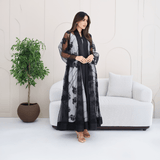 R279 | Luxury Abaya – Leaf Embroidery with Stone Work Abaya for Women UAE – Abaya – Rutba Fashion Abaya