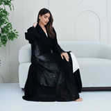 R281 | Elegant Lace & Dantel Abaya with Premium Handmade Beads Abaya for Women UAE – Abaya – Rutba Fashion Abaya
