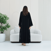 R281 | Elegant Lace & Dantel Abaya with Premium Handmade Beads Abaya for Women UAE – Abaya – Rutba Fashion Abaya