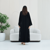 R281 | Elegant Lace & Dantel Abaya with Premium Handmade Beads Abaya for Women UAE – Abaya – Rutba Fashion Abaya