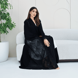 R281 | Elegant Lace & Dantel Abaya with Premium Handmade Beads Abaya for Women UAE – Abaya – Rutba Fashion Abaya