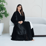R281 | Elegant Lace & Dantel Abaya with Premium Handmade Beads Abaya for Women UAE – Abaya – Rutba Fashion Abaya