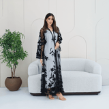 R282 | Elegant Flower Dantel Abaya Abaya for Women UAE – Abaya – Rutba Fashion Abaya