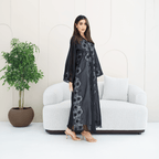 R285 | Elegant Abaya – Flower Embroidery Lace with Handmade Beads Work Abaya for Women UAE – Abaya – Rutba Fashion Abaya