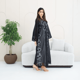 R285 | Elegant Abaya – Flower Embroidery Lace with Handmade Beads Work Abaya for Women UAE – Abaya – Rutba Fashion Abaya