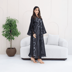 R285 | Elegant Abaya – Flower Embroidery Lace with Handmade Beads Work Abaya for Women UAE – Abaya – Rutba Fashion Abaya