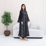 R285 | Elegant Abaya – Flower Embroidery Lace with Handmade Beads Work Abaya for Women UAE – Abaya – Rutba Fashion Abaya