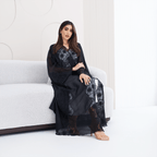R285 | Elegant Abaya – Flower Embroidery Lace with Handmade Beads Work Abaya for Women UAE – Abaya – Rutba Fashion Abaya