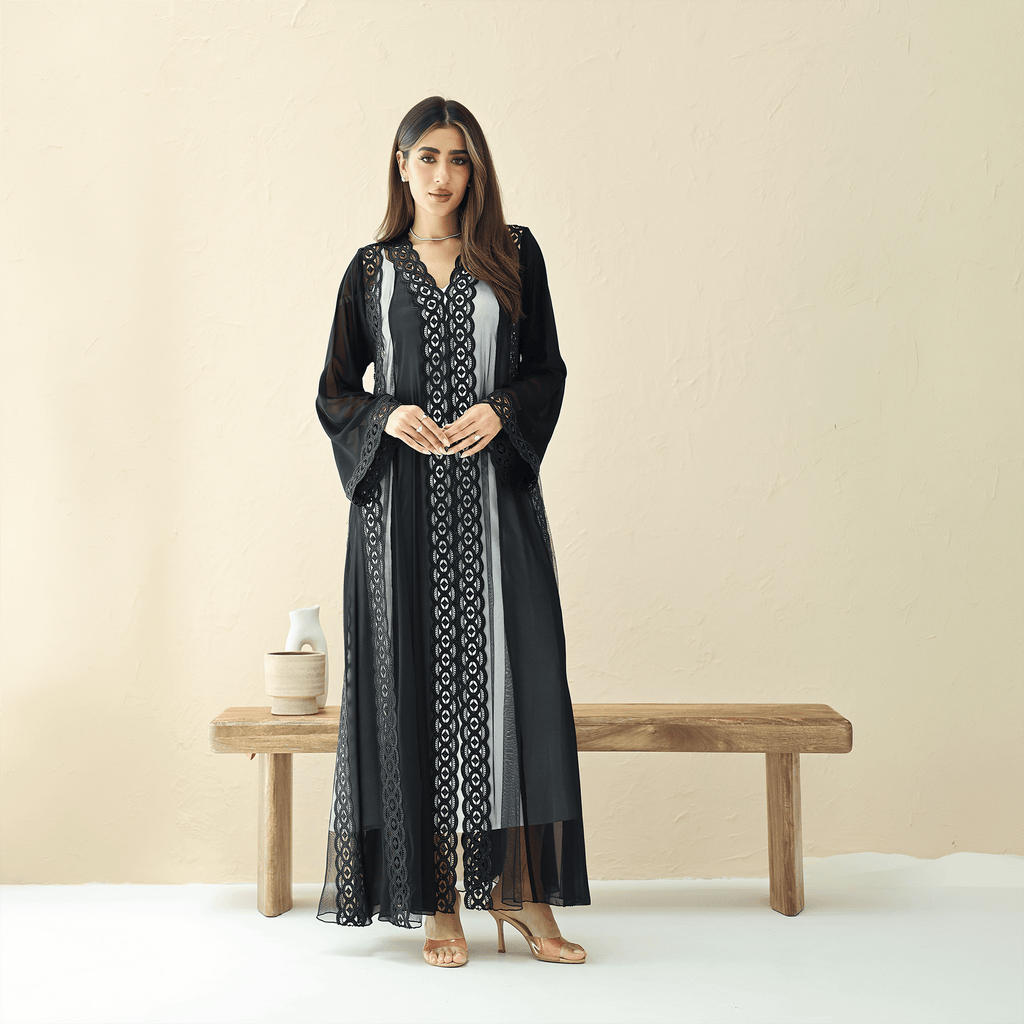 R286 | Stylish Korean Chiffon Party Abaya Abaya for Women UAE – Abaya – Rutba Fashion Abaya
