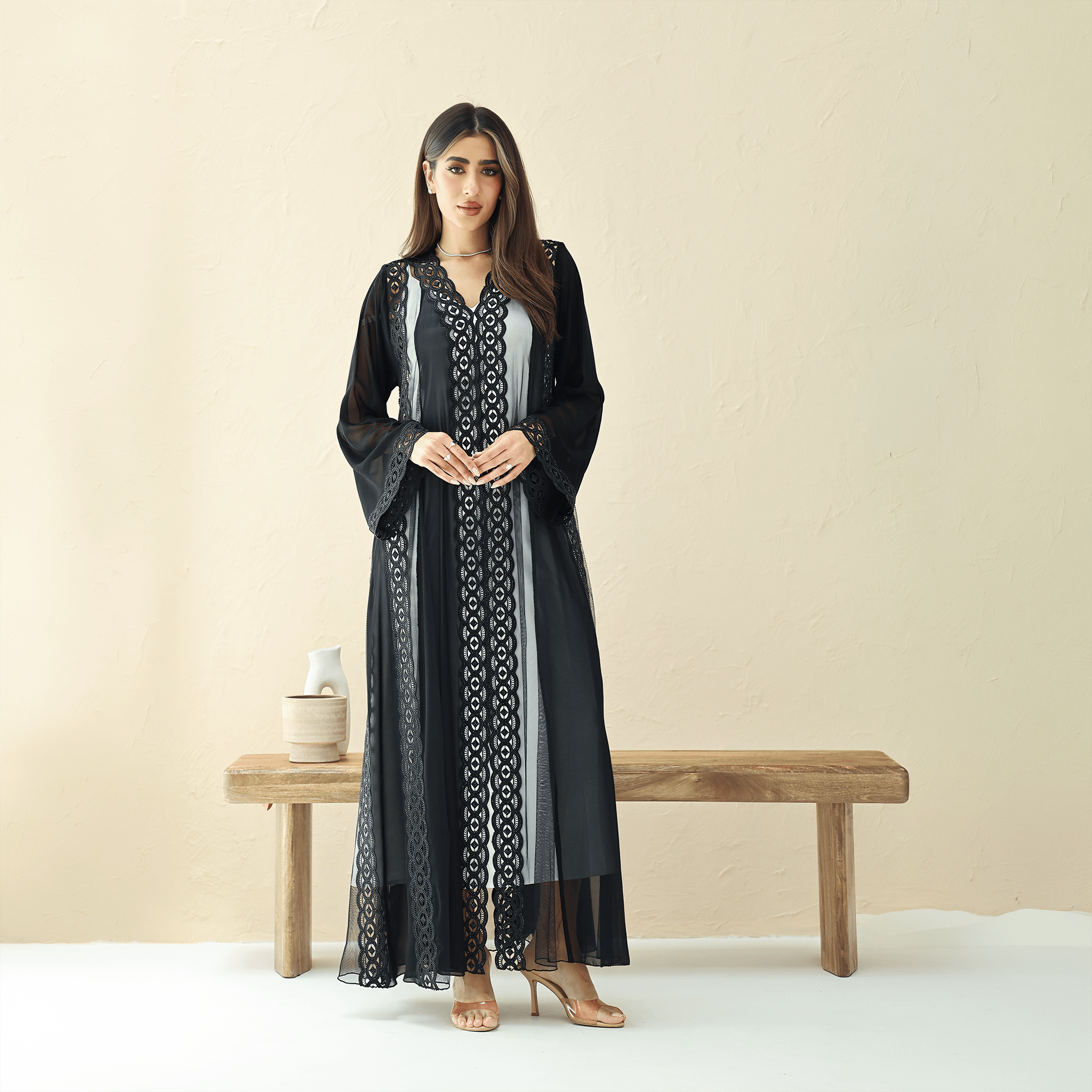 R286 | Stylish Korean Chiffon Party Abaya Abaya for Women UAE – Abaya – Rutba Fashion Abaya