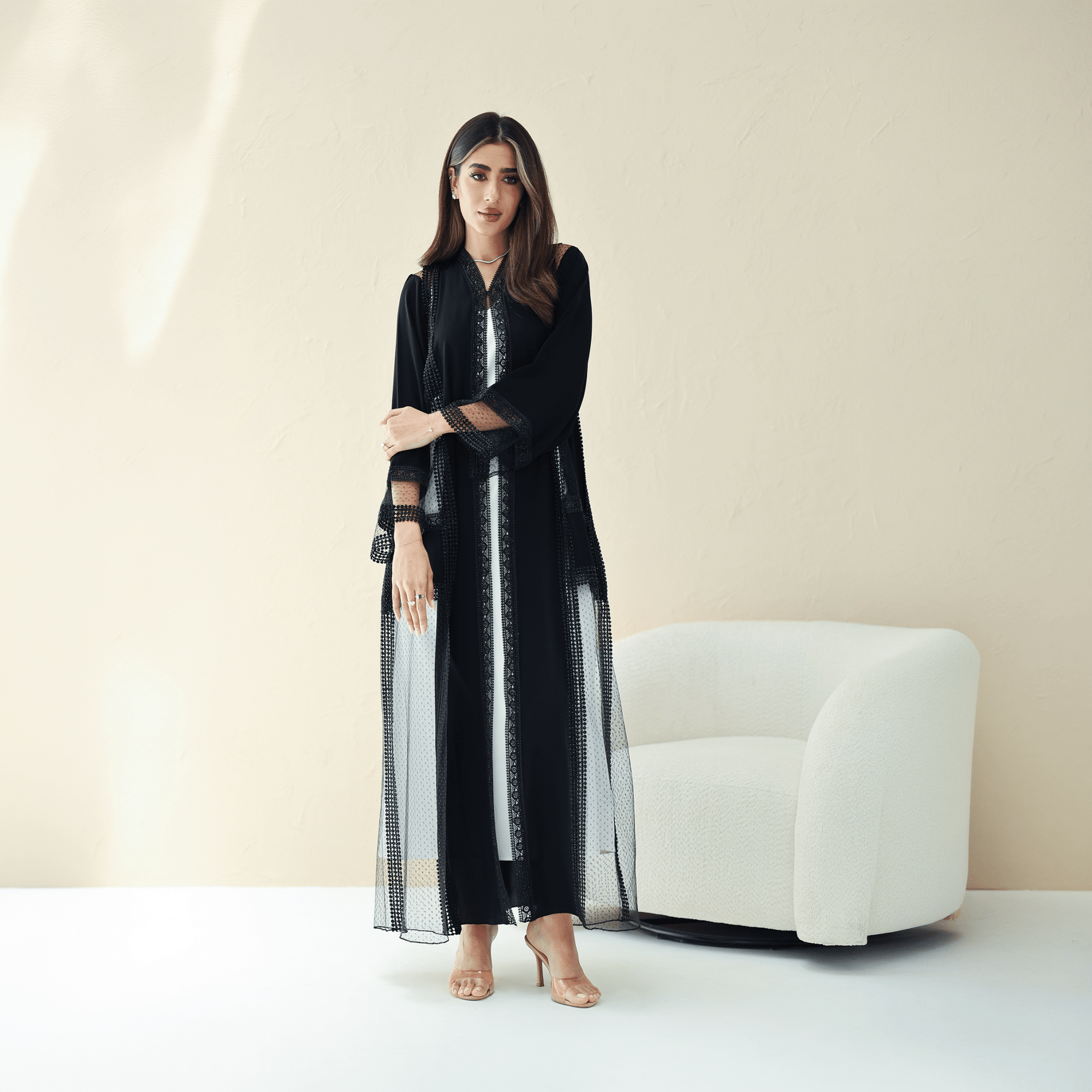 R287 | Premium Korean Nida Diamond Party Abaya Abaya for Women UAE – Abaya – Rutba Fashion Abaya