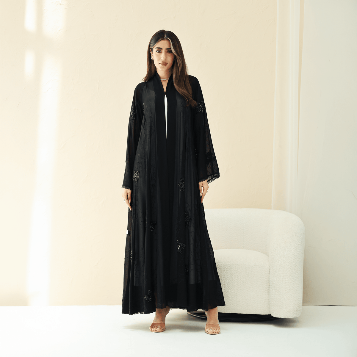 R288 | Elegant Korean Babul Chiffon Abaya Abaya for Women UAE – Abaya – Rutba Fashion Abaya
