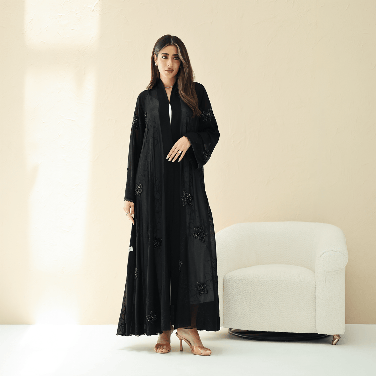R288 | Elegant Korean Babul Chiffon Abaya Abaya for Women UAE – Abaya – Rutba Fashion Abaya
