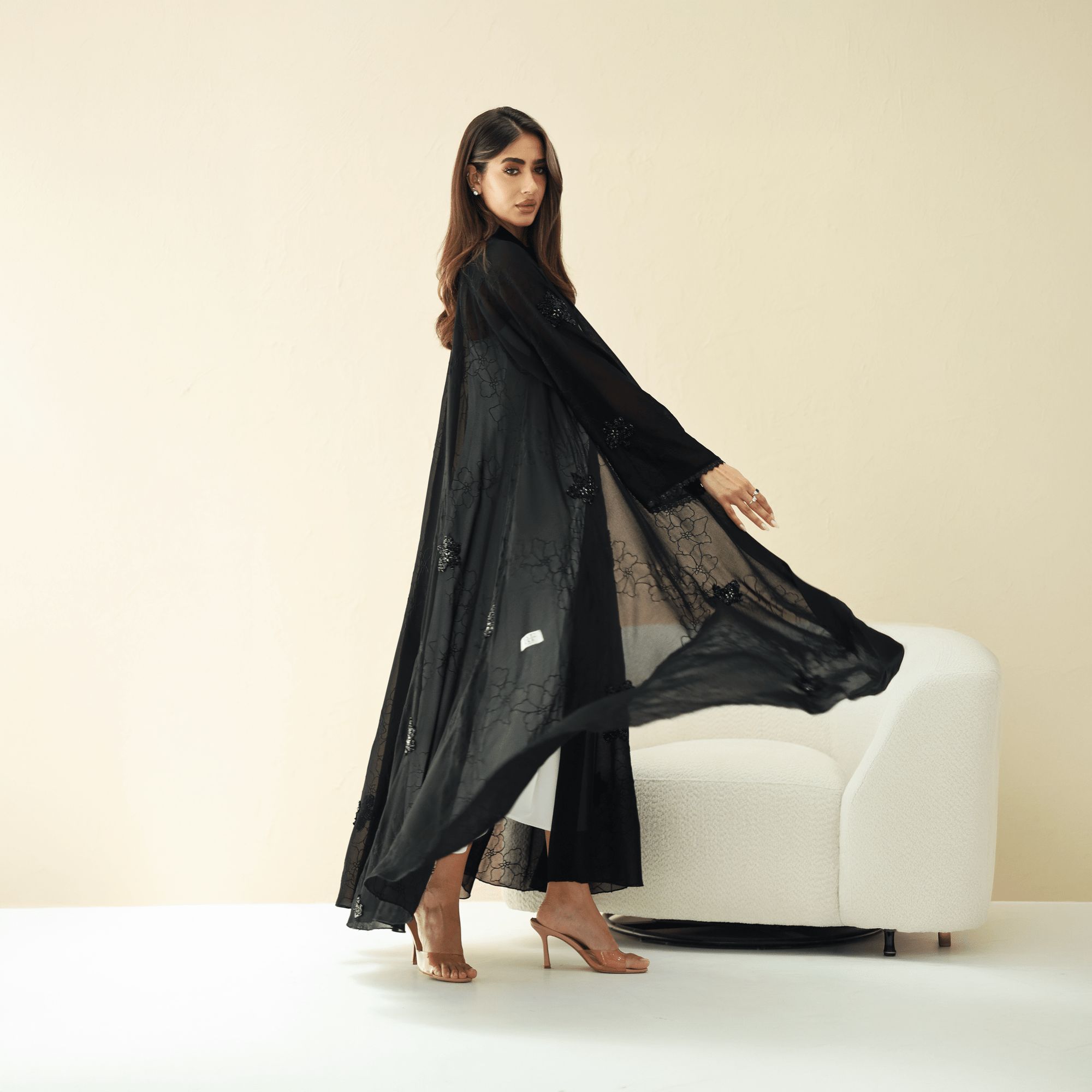 R288 | Elegant Korean Babul Chiffon Abaya Abaya for Women UAE – Abaya – Rutba Fashion Abaya