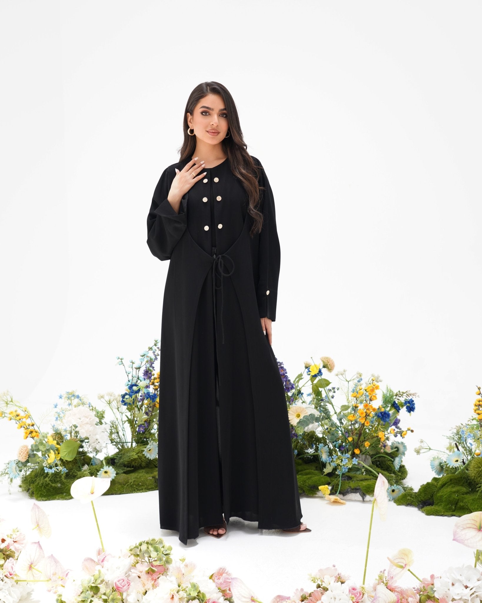 R292 Gulf Fashion Abaya Stone Button Model Abaya for Women UAE – Abaya – Rutba Fashion Abaya