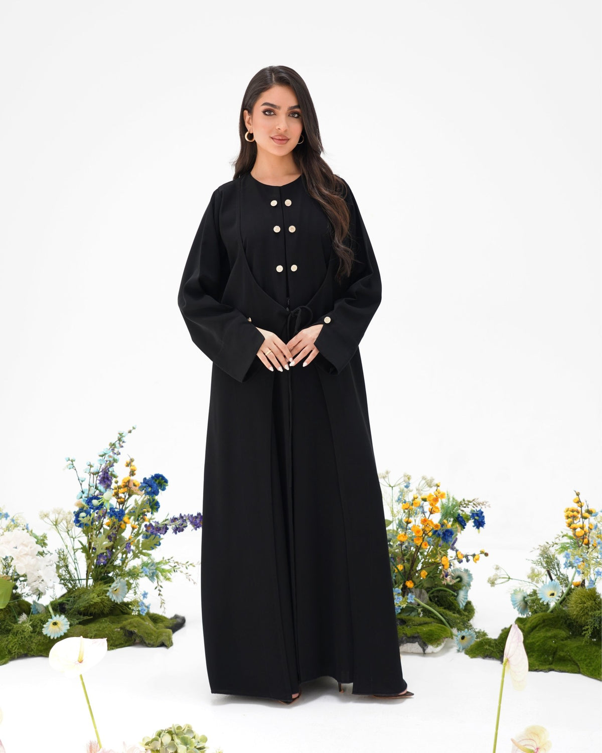 R292 Gulf Fashion Abaya Stone Button Model Abaya for Women UAE – Abaya – Rutba Fashion Abaya