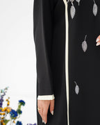 R294 Silver Leaf 🍂 Embroidery Design Black Abaya Abaya for Women UAE – Abaya – Rutba Fashion Abaya