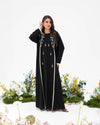 R294 Silver Leaf 🍂 Embroidery Design Black Abaya Abaya for Women UAE – Abaya – Rutba Fashion Abaya