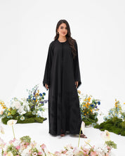 R295 Leaf Embroidery Black classic Abaya Abaya for Women UAE – Abaya – Rutba Fashion Abaya