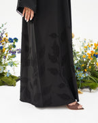 R295 Leaf Embroidery Black classic Abaya Abaya for Women UAE – Abaya – Rutba Fashion Abaya