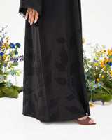 R295 Leaf Embroidery Black classic Abaya Abaya for Women UAE – Abaya – Rutba Fashion Abaya