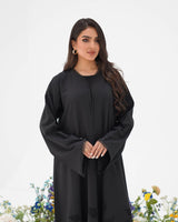 R295 Leaf Embroidery Black classic Abaya Abaya for Women UAE – Abaya – Rutba Fashion Abaya