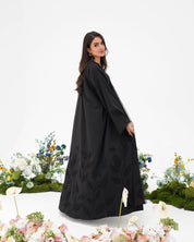 R295 Leaf Embroidery Black classic Abaya Abaya for Women UAE – Abaya – Rutba Fashion Abaya