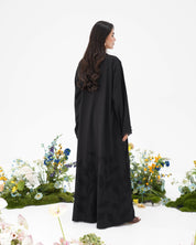 R295 Leaf Embroidery Black classic Abaya Abaya for Women UAE – Abaya – Rutba Fashion Abaya