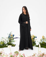 R296 Luxuries Black Abaya with 3D Lace Abaya for Women UAE – Abaya – Rutba Fashion Abaya