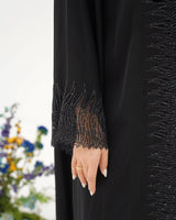 R296 Luxuries Black Abaya with 3D Lace Abaya for Women UAE – Abaya – Rutba Fashion Abaya