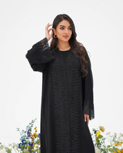 R296 Luxuries Black Abaya with 3D Lace Abaya for Women UAE – Abaya – Rutba Fashion Abaya