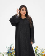 R296 Luxuries Black Abaya with 3D Lace Abaya for Women UAE – Abaya – Rutba Fashion Abaya