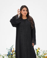 R296 Luxuries Black Abaya with 3D Lace Abaya for Women UAE – Abaya – Rutba Fashion Abaya