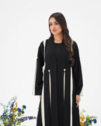 R297 Stylish cutting Model black and beige Abaya Abaya for Women UAE – Abaya – Rutba Fashion Abaya