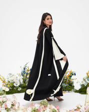 R297 Stylish cutting Model black and beige Abaya Abaya for Women UAE – Abaya – Rutba Fashion Abaya