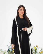 R297 Stylish cutting Model black and beige Abaya Abaya for Women UAE – Abaya – Rutba Fashion Abaya