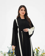 R297 Stylish cutting Model black and beige Abaya Abaya for Women UAE – Abaya – Rutba Fashion Abaya