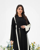 R297 Stylish cutting Model black and beige Abaya Abaya for Women UAE – Abaya – Rutba Fashion Abaya