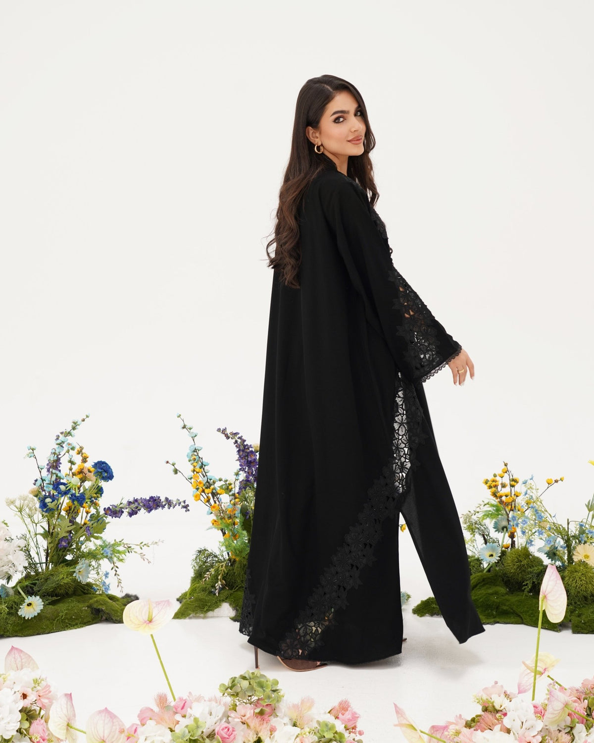 R298 New Fashion Dantel Designer Black Abaya Abaya for Women UAE – Abaya – Rutba Fashion Abaya