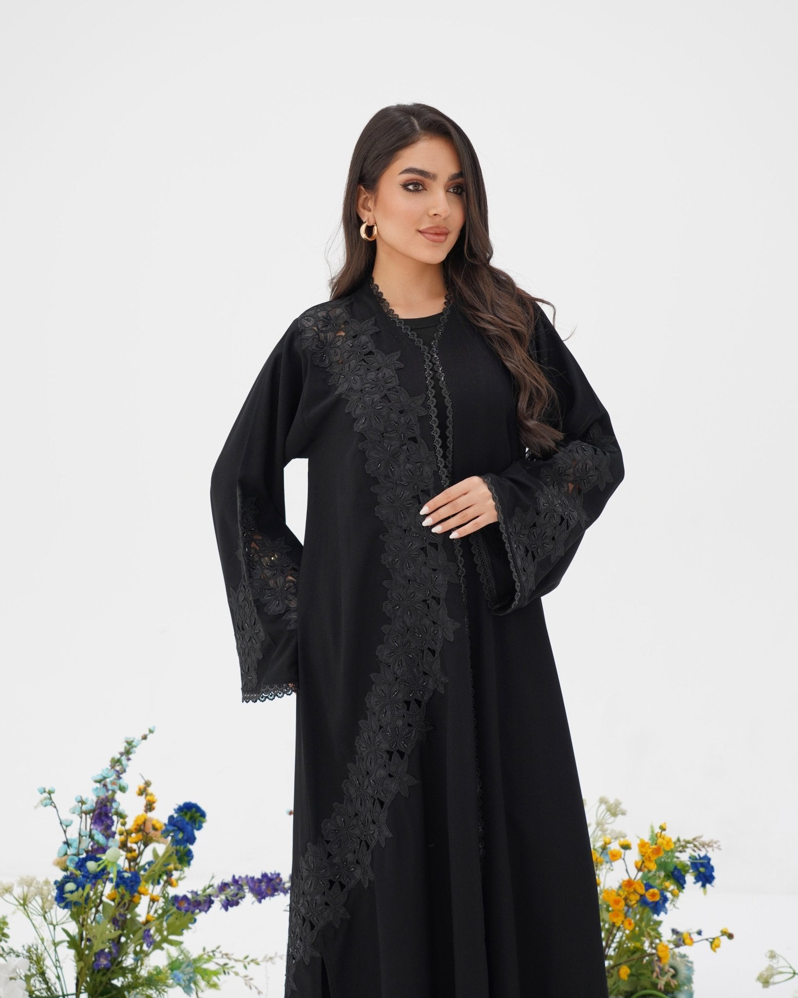R298 New Fashion Dantel Designer Black Abaya Abaya for Women UAE – Abaya – Rutba Fashion Abaya