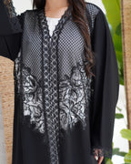 R300 Galaxy Dantel Black Abaya with stone Lace Abaya for Women UAE – Abaya – Rutba Fashion Abaya