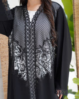 R300 Galaxy Dantel Black Abaya with stone Lace Abaya for Women UAE – Abaya – Rutba Fashion Abaya