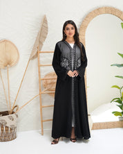 R300 Galaxy Dantel Black Abaya with stone Lace Abaya for Women UAE – Abaya – Rutba Fashion Abaya