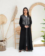 R300 Galaxy Dantel Black Abaya with stone Lace Abaya for Women UAE – Abaya – Rutba Fashion Abaya