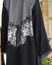 R300 Galaxy Dantel Black Abaya with stone Lace Abaya for Women UAE – Abaya – Rutba Fashion Abaya